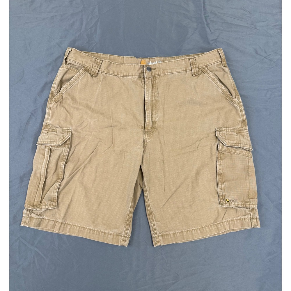 Carhartt Force Relaxed Fit Cargo Shorts Mens 42 Tan‎ Cotton Ripstop 101168 257